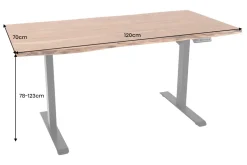 Höhenverstellbarer Schreibtisch MAMMUT 120cm natur Akazie Massivholz Baumkante
