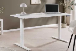 Höhenverstellbarer Schreibtisch WHITE DESK 140cm weiß Metallgestell Bürotisch