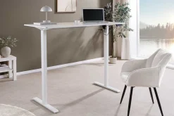Höhenverstellbarer Schreibtisch WHITE DESK 140cm weiß Metallgestell Bürotisch