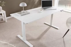 Höhenverstellbarer Schreibtisch WHITE DESK 140cm weiß Metallgestell Bürotisch