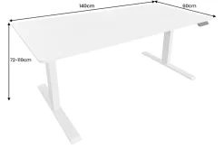 Höhenverstellbarer Schreibtisch WHITE DESK 140cm weiß Metallgestell Bürotisch