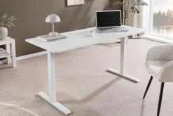 Höhenverstellbarer Schreibtisch WHITE DESK 140cm weiß Metallgestell Bürotisch