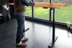 Höhenverstellbarer Schreibtisch MAMMUT 160cm natur Akazie Massivholz Baumkante