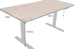 Höhenverstellbarer Schreibtisch MAMMUT 160cm natur Akazie Massivholz Baumkante