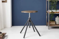 Höhenverstellbarer Sitz Hocker FACTORY Akazie verwittert Industrial Design
