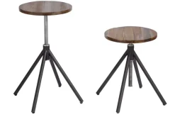 Höhenverstellbarer Sitz Hocker FACTORY Akazie verwittert Industrial Design