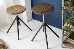 Höhenverstellbarer Sitz Hocker FACTORY Akazie verwittert Industrial Design