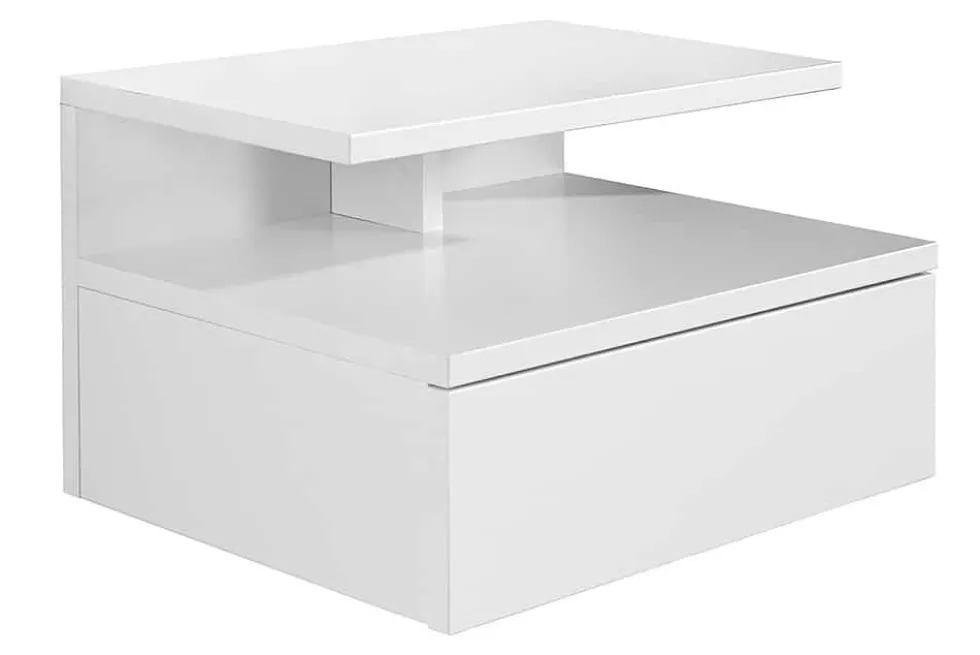 Hängender Nachttisch FLOATING 35cm weiß Regal mit Schublade