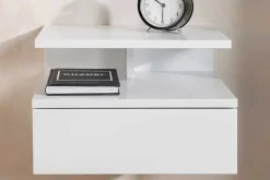Hängender Nachttisch FLOATING 35cm weiß Regal mit Schublade