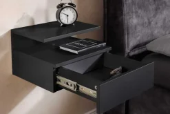 Hängender Nachttisch FLOATING 35cm schwarz Regal mit Schublade