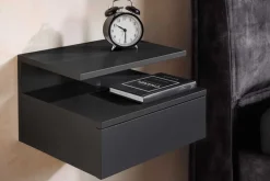 Hängender Nachttisch FLOATING 35cm schwarz Regal mit Schublade