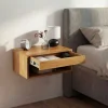 Hängender Nachttisch PURE 50cm braun Mangoholz honey finish Wandregal Schublade