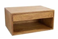 Hängender Nachttisch PURE 50cm braun Mangoholz honey finish Wandregal Schublade
