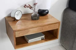 Hängender Nachttisch PURE 50cm braun Akazie Massivholz honey finish Schublade