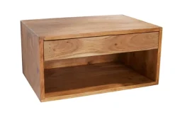 Hängender Nachttisch PURE 50cm braun Akazie Massivholz honey finish Schublade