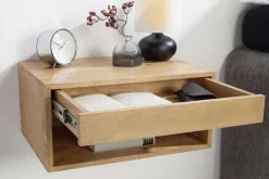 Hängender Nachttisch PURE 50cm natur Mangoholz cream finish Wandregal Schublade