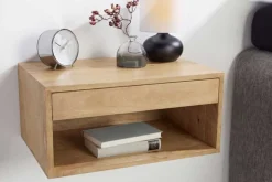 Hängender Nachttisch PURE 50cm natur Mangoholz cream finish Wandregal Schublade