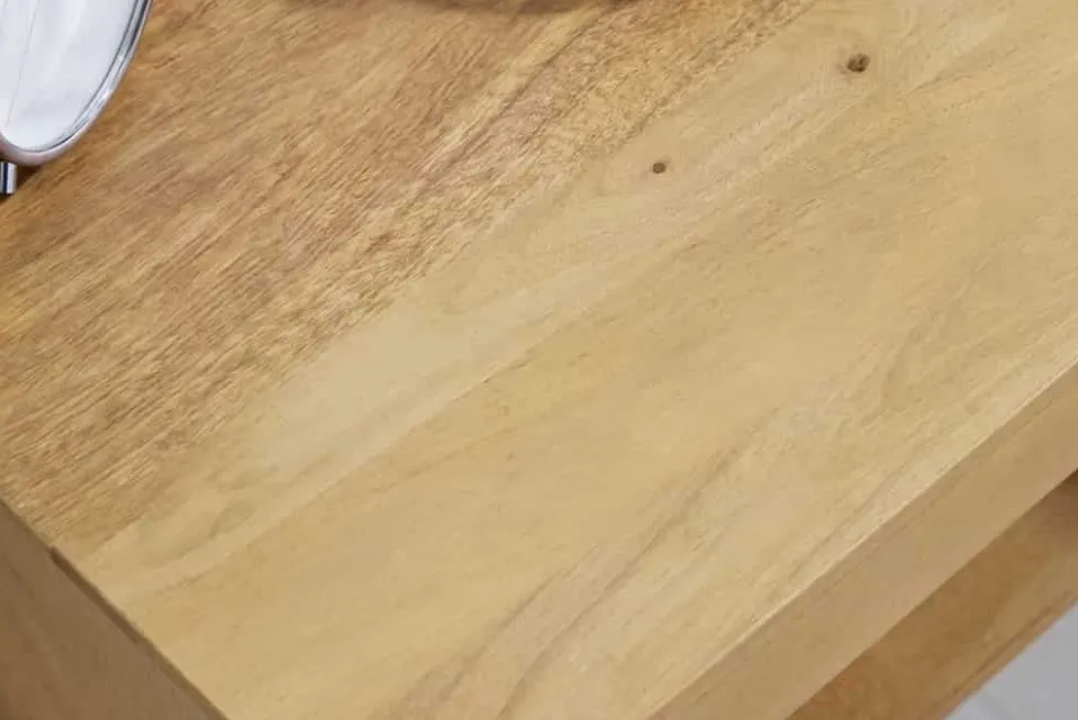 Hängender Nachttisch PURE 50cm natur Mangoholz cream finish Wandregal Schublade