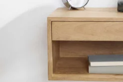 Hängender Nachttisch PURE 50cm natur Mangoholz cream finish Wandregal Schublade