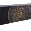 Hängendes Sideboard GOLDEN SUNSET 180cm schwarz mit 3D Schnitzereien gold massiv Mangoholz handmade