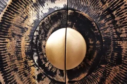 Hängendes Sideboard GOLDEN SUNSET 180cm schwarz mit 3D Schnitzereien gold massiv Mangoholz handmade