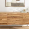 Hängendes Sideboard RELIEF 175cm natur Akazie Massivholz mit Schubladen
