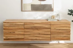 Hängendes Sideboard RELIEF 175cm natur Akazie Massivholz mit Schubladen
