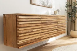 Hängendes Sideboard RELIEF 175cm natur Akazie Massivholz mit Schubladen