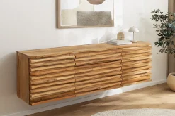 Hängendes Sideboard RELIEF 175cm natur Akazie Massivholz mit Schubladen