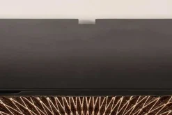 Hängendes TV-Board ILLUSION 160cm schwarz Mangoholz Massivholz mit 3D Schnitzereien gold