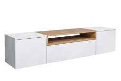 Hängendes TV-Board LOFT 160cm weiß natur drei Fächer mit Schublade