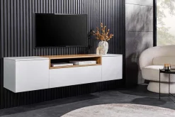 Hängendes TV-Board LOFT 160cm weiß natur drei Fächer mit Schublade