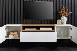 Hängendes TV-Board LOFT 160cm weiß natur drei Fächer mit Schublade