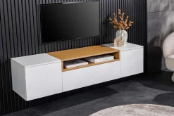 Hängendes TV-Board LOFT 160cm weiß natur drei Fächer mit Schublade