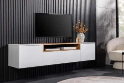 Hängendes TV-Board LOFT 160cm weiß natur drei Fächer mit Schublade