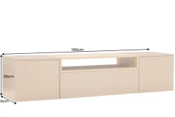 Hängendes TV-Board LOFT 160cm natur grau beige greige drei Fächer mit Schublade