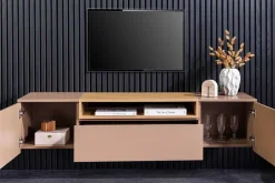 Hängendes TV-Board LOFT 160cm natur grau beige greige drei Fächer mit Schublade