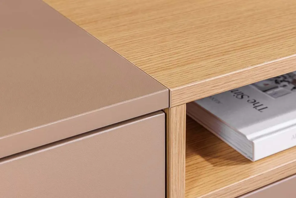 Hängendes TV-Board LOFT 160cm natur grau beige greige drei Fächer mit Schublade
