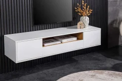 Hängendes TV-Board LOFT 150cm weiß natur fünf Fächer mit Schublade