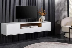 Hängendes TV-Board LOFT 150cm weiß natur fünf Fächer mit Schublade