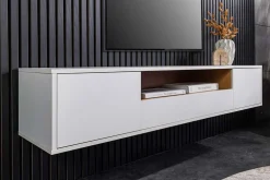 Hängendes TV-Board LOFT 150cm weiß natur fünf Fächer mit Schublade