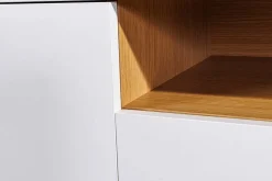 Hängendes TV-Board LOFT 150cm weiß natur fünf Fächer mit Schublade