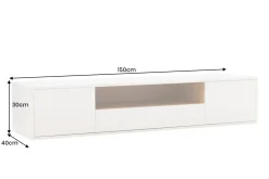 Hängendes TV-Board LOFT 150cm weiß natur fünf Fächer mit Schublade