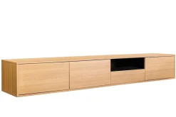 Hängendes TV-Board LOFT 200cm natur schwarz sieben Fächer mit Schublade