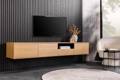 Hängendes TV-Board LOFT 200cm natur schwarz sieben Fächer mit Schublade