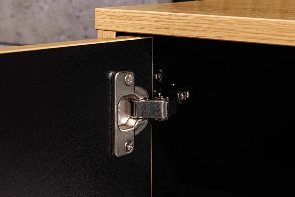 Hängendes TV-Board LOFT 200cm natur schwarz sieben Fächer mit Schublade