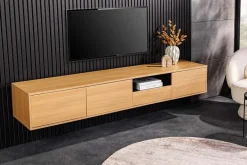 Hängendes TV-Board LOFT 200cm natur schwarz sieben Fächer mit Schublade