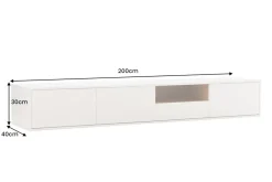 Hängendes TV-Board LOFT 200cm weiß natur sieben Fächer mit Schublade
