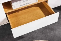Hängendes TV-Board LOFT 200cm weiß natur sieben Fächer mit Schublade