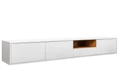 Hängendes TV-Board LOFT 200cm weiß natur sieben Fächer mit Schublade